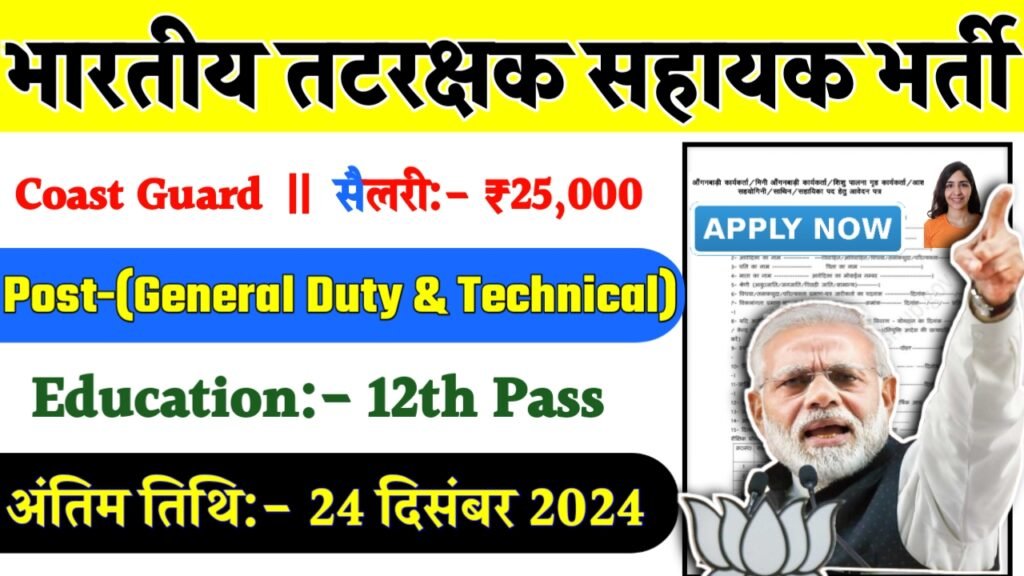 Indian Coast Guard Recruitment 2024- भारतीय तटरक्षक सहायक भर्ती 2024 का नोटिस जारी