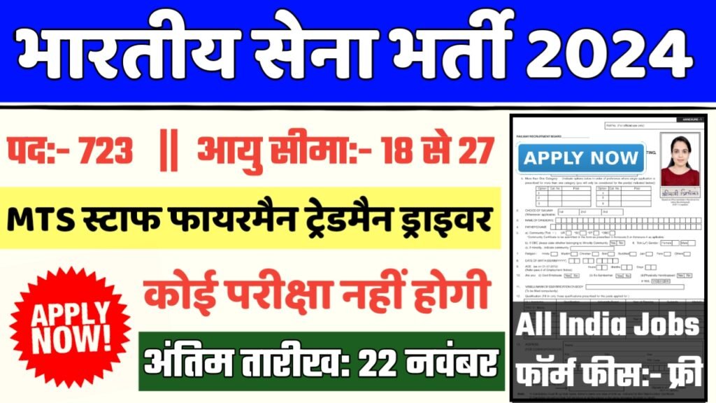 Indian Army MTS Recruitment 2024- भारतीय सेना भर्ती 2024 का नोटिस जारी