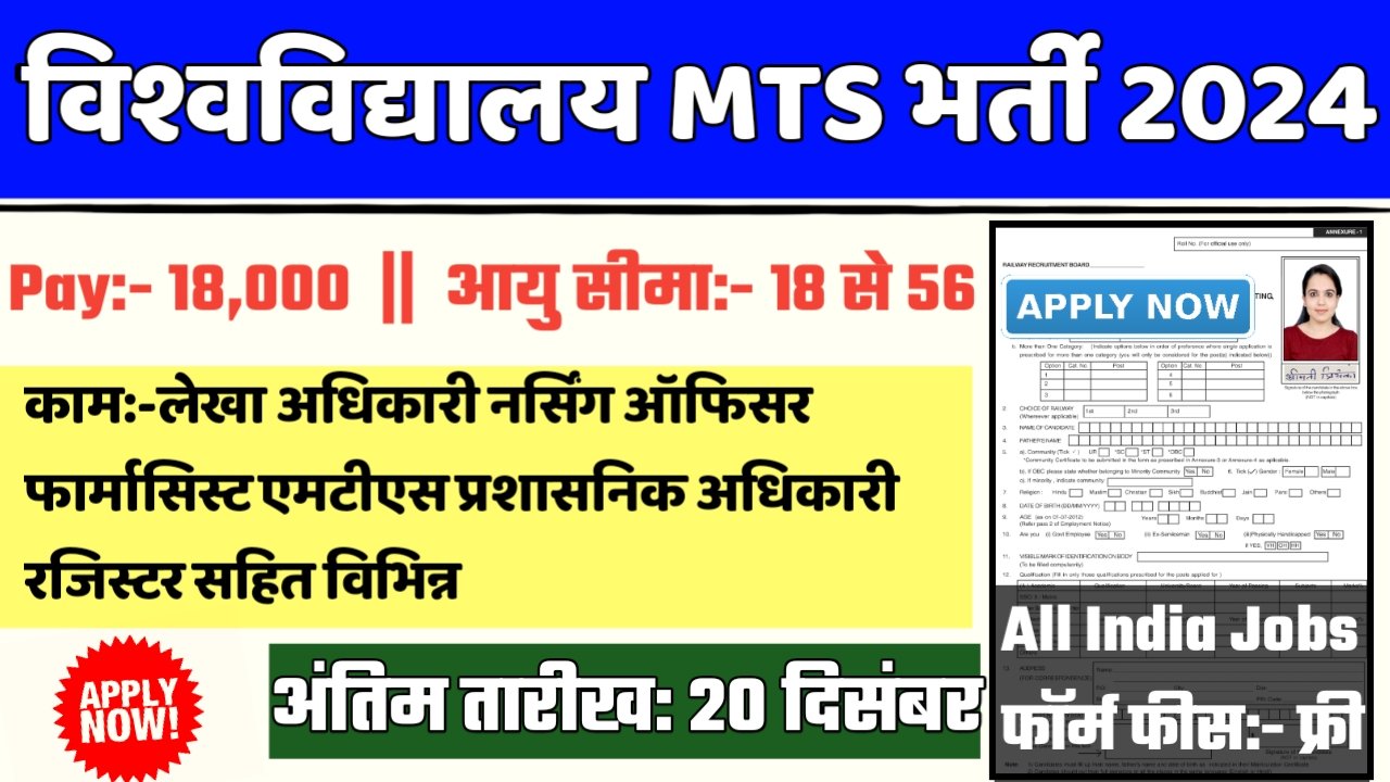 University MTS Recruitment 2024- विश्वविद्यालय भर्ती 2024 का नोटिस जारी