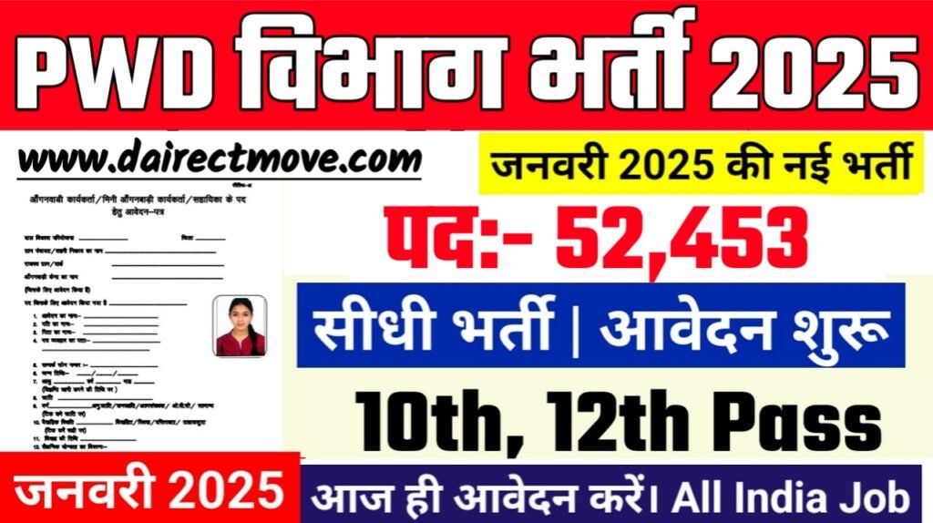 PWD Recruitment 2025- लोक निर्माण विभाग भर्ती 2025 का नोटिस जारी