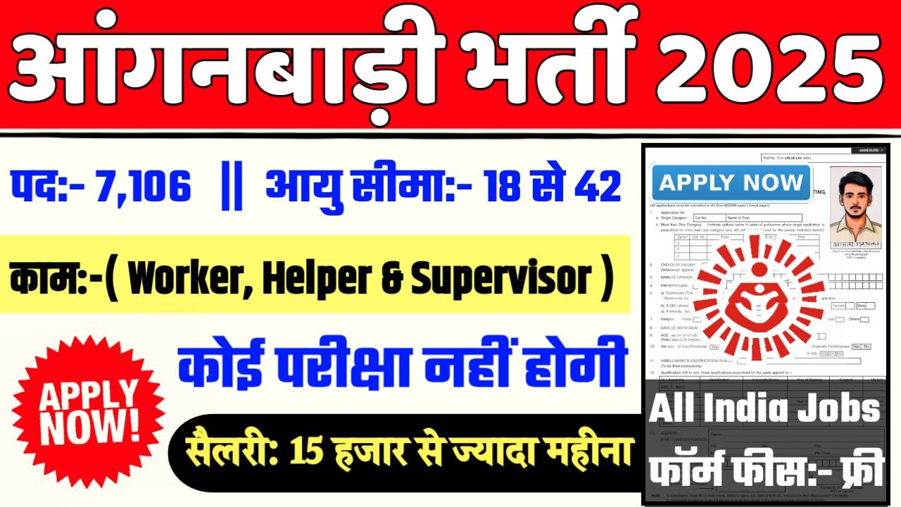 Anganwadi New Bharti 2025- आंगनबाड़ी भर्ती 2025, Authoritative Notice Out