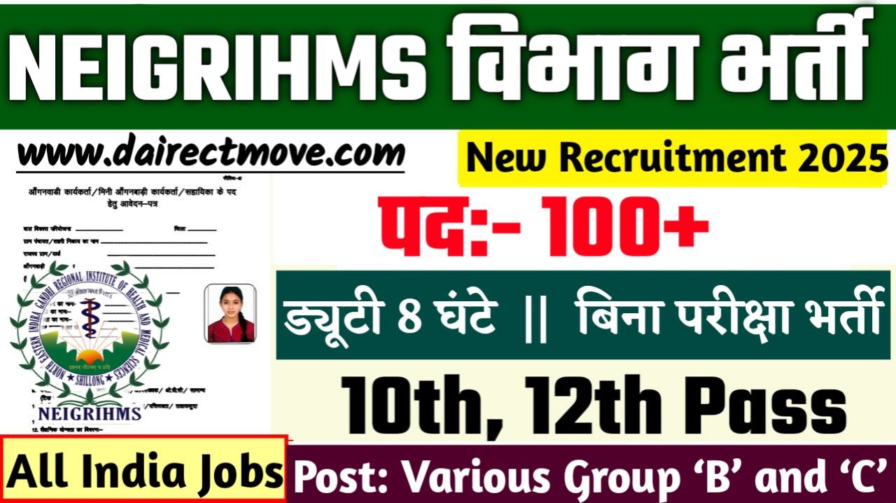 NEIGRIHMS New Bharti 2025- क्षेत्रीय स्वास्थ्य एवं चिकित्सा विज्ञान संस्थान भर्ती 2025, Authoritative Notice Out
