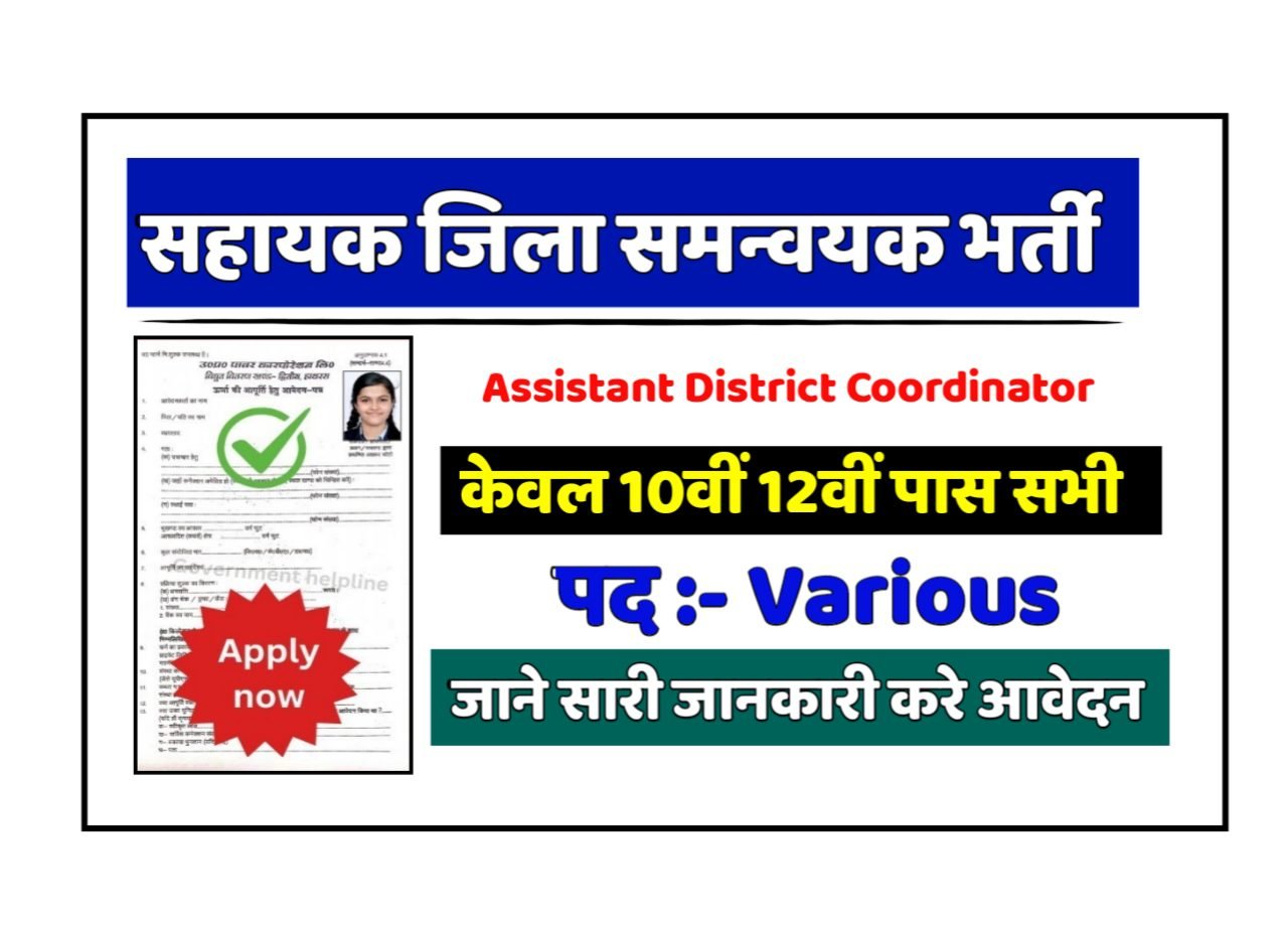 District Panchayat ADC सहायक जिला समन्वयक में आवेदन शुरू