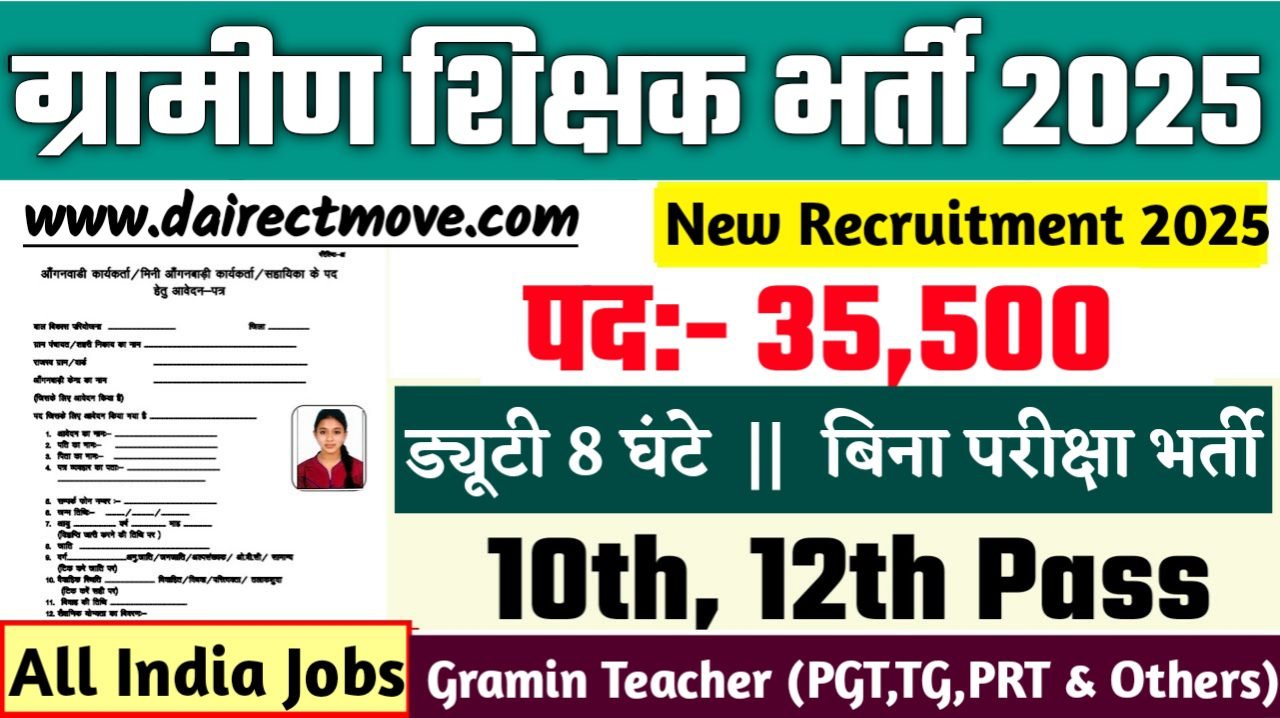 Gramin Teacher New Vacancy 2025- ग्रामीण शिक्षक भर्ती 2025, Authoritative Notice Out