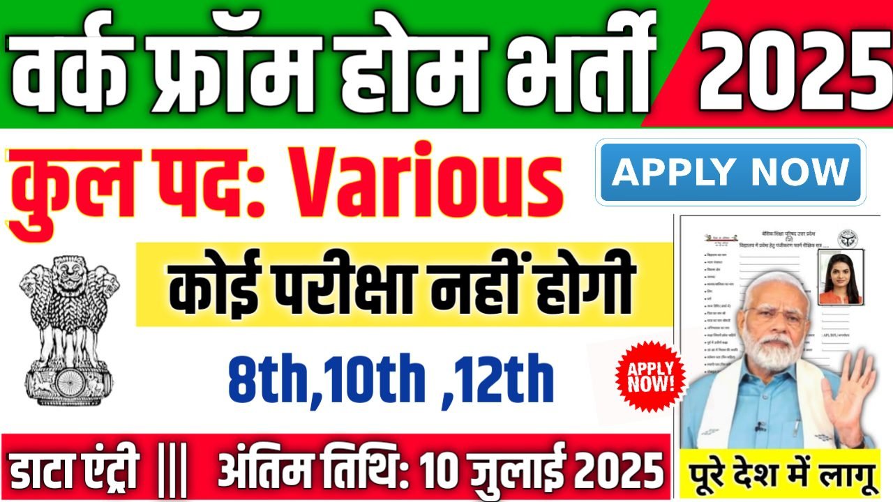 Work From Home वर्क फ्रॉम होम में डाटा एंट्री पदों पर भर्ती आवेदन शुरू