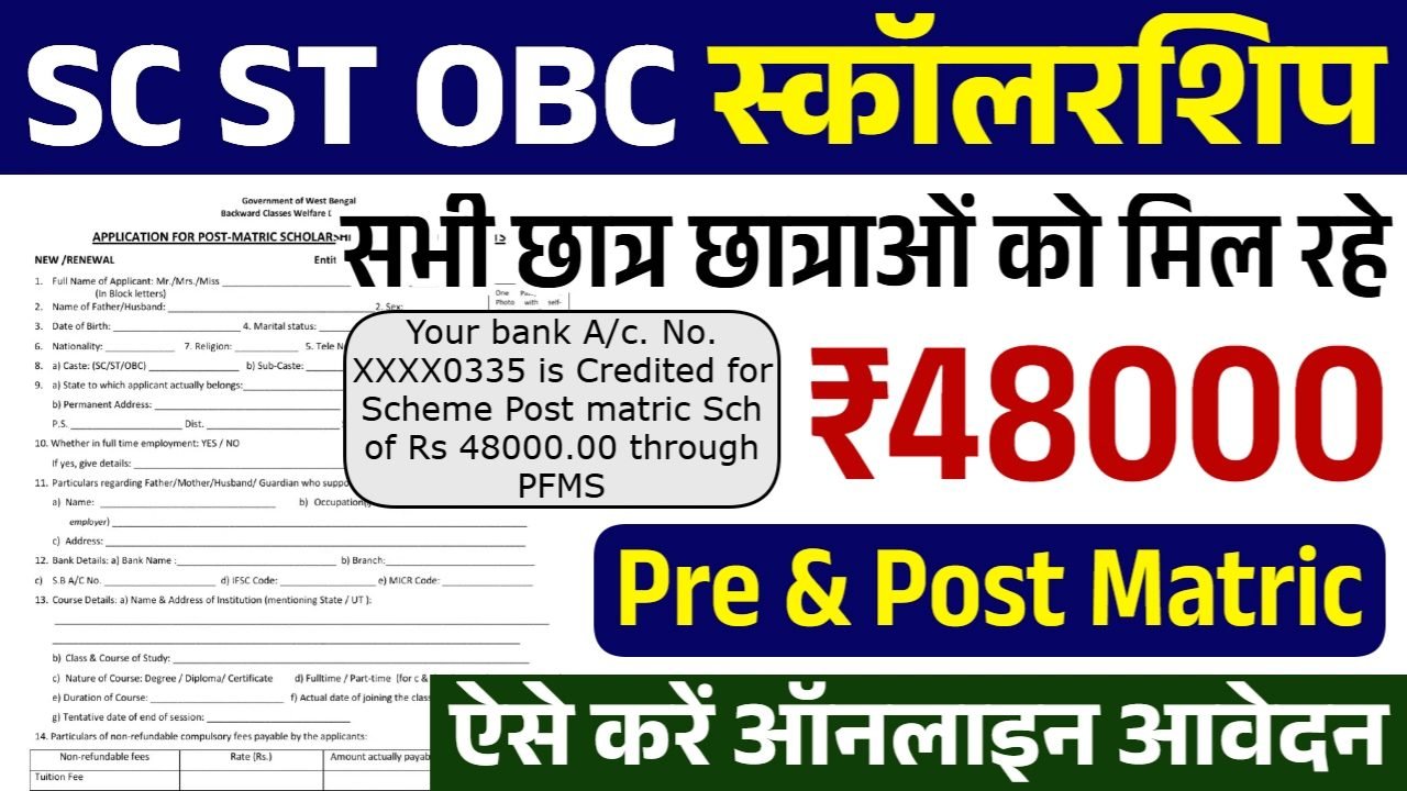SC ST OBC Scholarship: 48000 रुपए की स्कालरशिप के आवेदन फॉर्म भरना शुरू