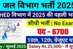 Water Department New Vacancy 2025- जल विभाग भर्ती में 6,700 पदों पर आई बंपर भर्ती 10वीं पास के लिए