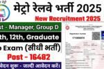 Railway Metro New Vacancy 2025- रेलवे मेट्रो में 16,482 पदों पर आई बंपर भर्ती